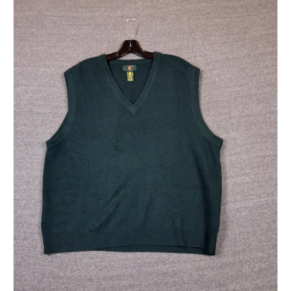 VTG Club Room Mens Sweater XL Dark Green 100% Lambswool Academia Minimalist